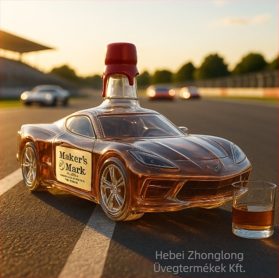 Whiskey dekantáló Corvette C8, üveg, fényes luxus retro stílus, egyedi csomagolás