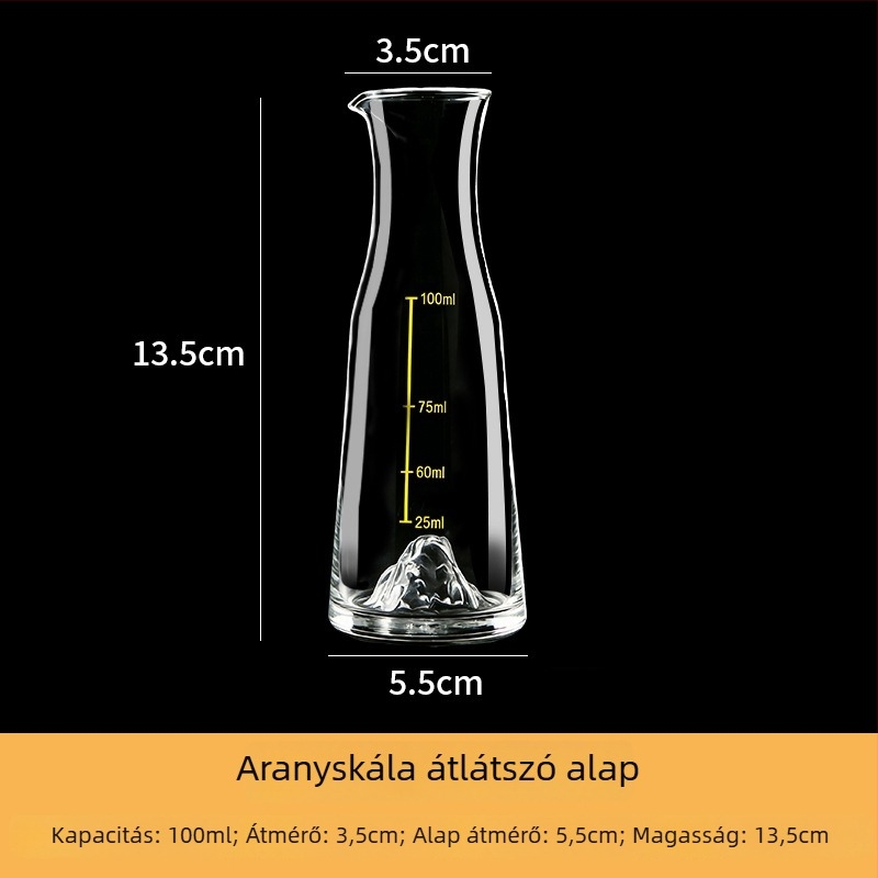 Borkészlet likőrös pohárral és adagolóval, üveg anyagú, világos luxus retro stílus, arany fóliás díszítés, 24 készlet csomag