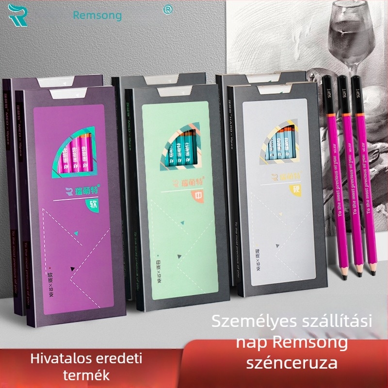 Ruimengte puha faszén ceruza rajzáshoz — papírtokos készlet, tartalmaz puha faszén ceruzát, karikatúra ceruzát, fa ceruzát, többfejű ceruzát és építőelem ceruzát