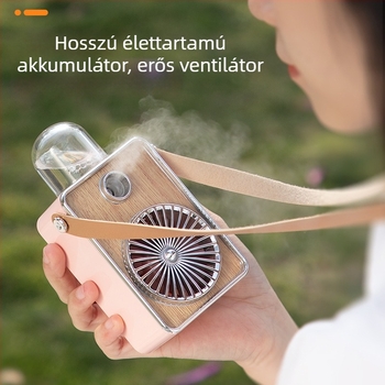 Kézben tartható nyakventilátor USB-töltéssel, beépített 800–1000 mAh akkumulátor, 2 sebesség, 5V/5W, zaj 36–45 dB