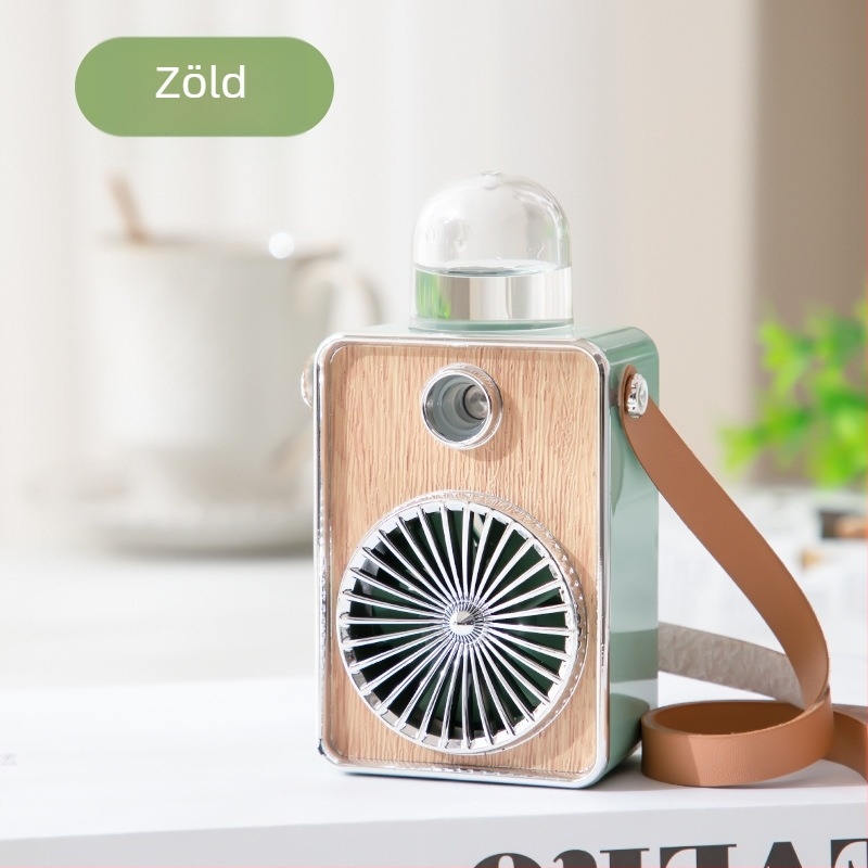 Kézben tartható nyakventilátor USB-töltéssel, beépített 800–1000 mAh akkumulátor, 2 sebesség, 5V/5W, zaj 36–45 dB