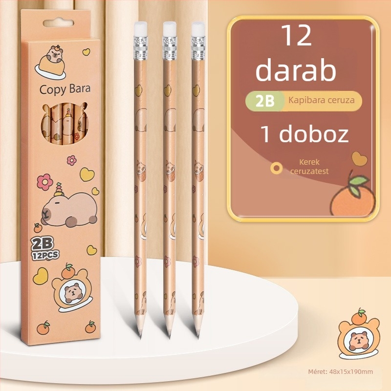 12 darabos dobozos ceruzakészlet, 2B-s ceruzák, általános iskola gyerekeknek