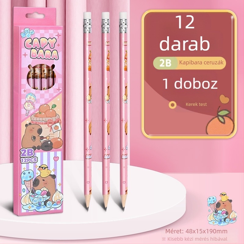 12 darabos dobozos ceruzakészlet, 2B-s ceruzák, általános iskola gyerekeknek