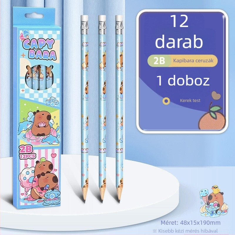 12 darabos dobozos ceruzakészlet, 2B-s ceruzák, általános iskola gyerekeknek