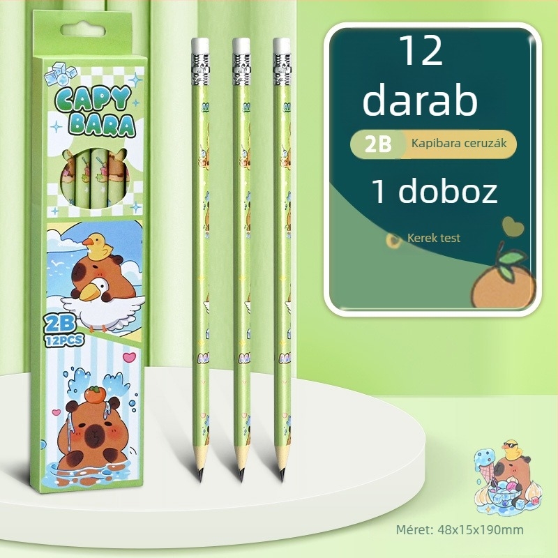 12 darabos dobozos ceruzakészlet, 2B-s ceruzák, általános iskola gyerekeknek