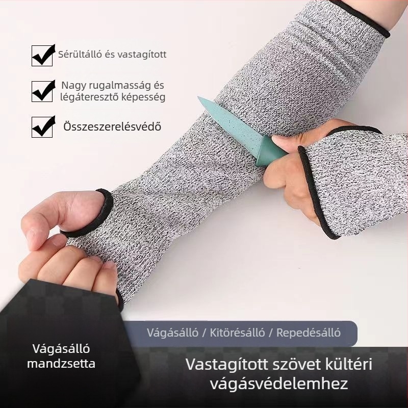 HPPE 5-ös szintű vágásálló karvédő hüvely, ipari használatra (gyárak, üvegipari üzemek, vágótelepek)