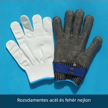 Vágásbiztos huzalkesztyű ötujjas, ipari használatra (Anyag: huzal; Használat: kezelések, csomagolás, ellenőrzés; Funkció: vágásállóság)