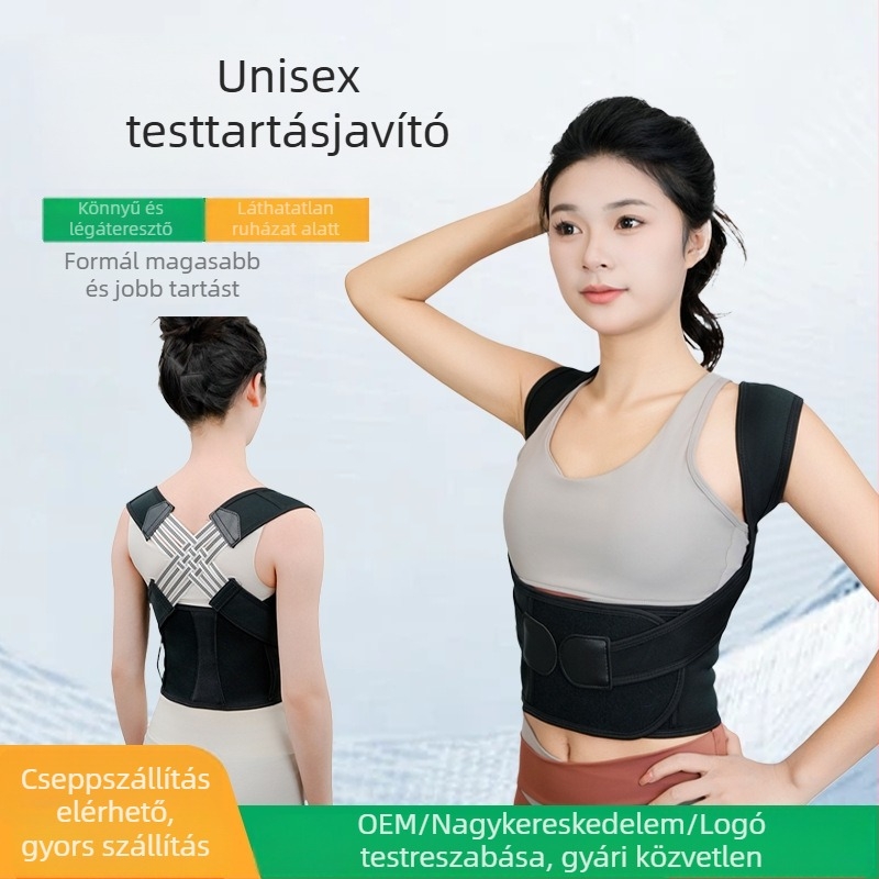 Uniszex testtartás-korrigáló vállnyitóval és javított hátsó tartással — kényelmes, lélegző, láthatatlan öv