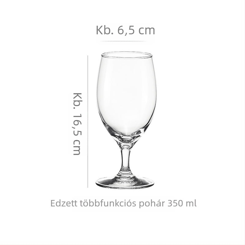 Vörösbor pohár, üvegből, kapacitás 301–400 ml, modern minimalist stílus, nyomtatott logóval, karton dobozos csomagolás