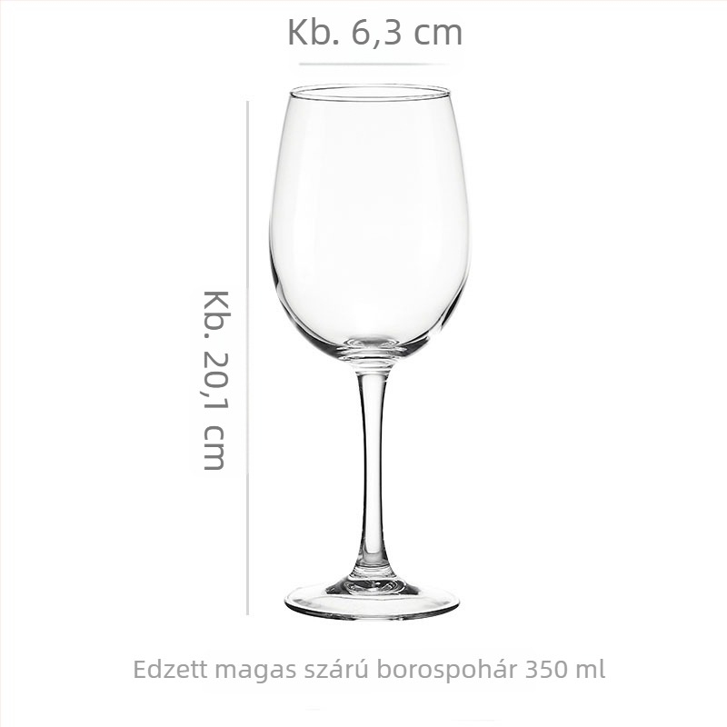Vörösbor pohár, üvegből, kapacitás 301–400 ml, modern minimalist stílus, nyomtatott logóval, karton dobozos csomagolás