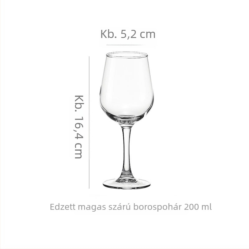 Vörösbor pohár, üvegből, kapacitás 301–400 ml, modern minimalist stílus, nyomtatott logóval, karton dobozos csomagolás
