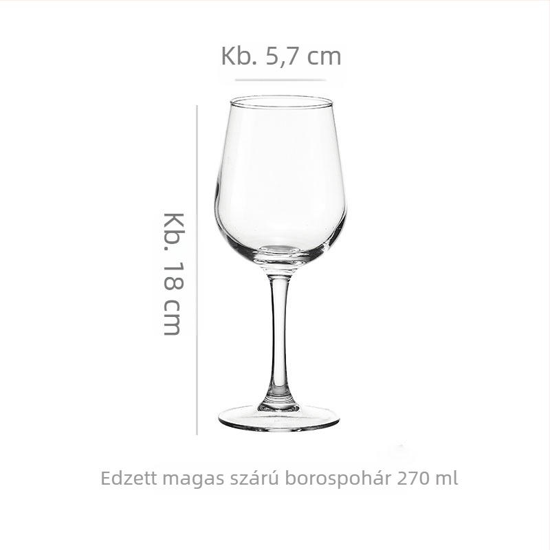 Vörösbor pohár, üvegből, kapacitás 301–400 ml, modern minimalist stílus, nyomtatott logóval, karton dobozos csomagolás