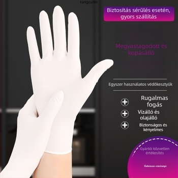 Egyszer használatos nitril kesztyűk, élelmiszer-minőségű, olaj- és kopásálló, logóval ellátott