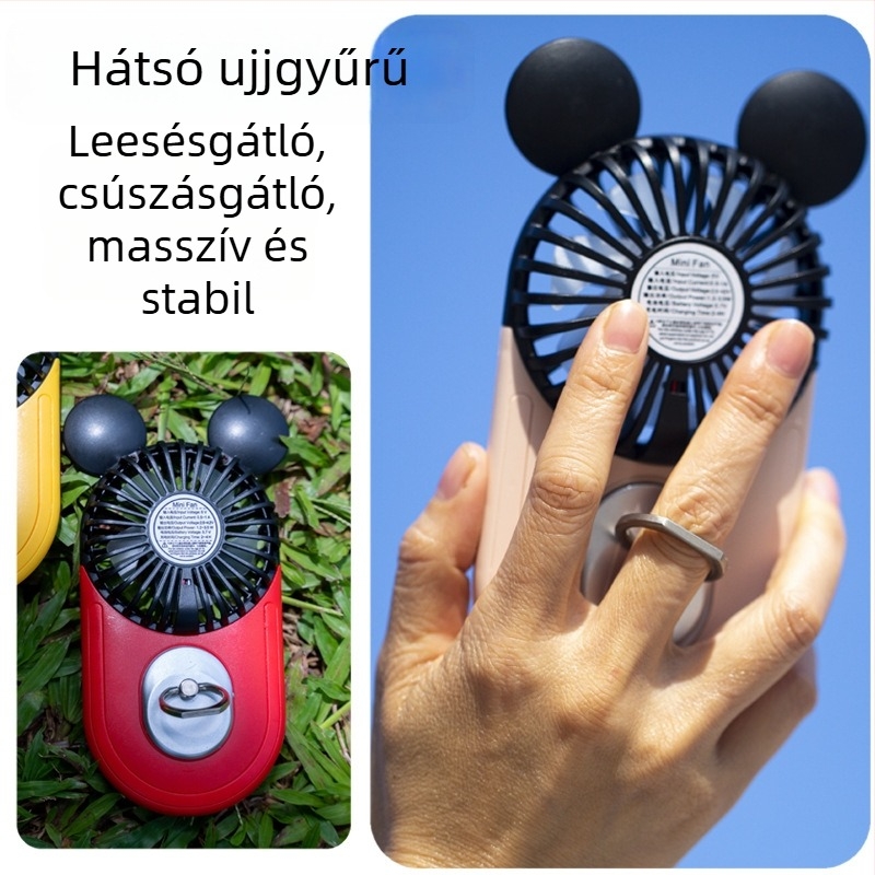 Rajzfilmfigurás kézi ventilátor, hordozható, újratölthető, csendes mini ventilátor diákoknak