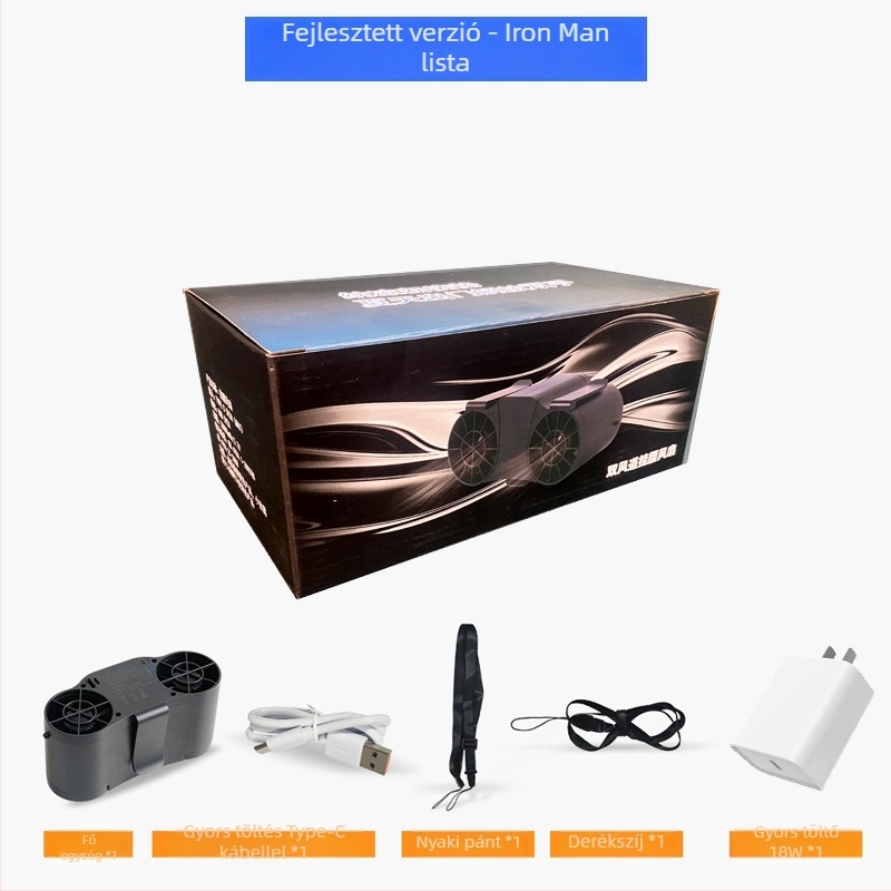 Csípőre szerelhető USB-s ventilátor, beépített 6000mAh-s akkumulátor, 5 lapát, 4 sebesség, hordozható kültéri hűtés