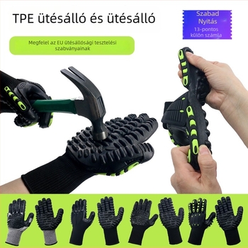 TPR Munkavédelmi kesztyűk – Ütésálló, Karcolásálló, Vágásálló, TPE Rezgéscsillapító, Mechanikai fúrásokhoz bányákban, Tömeg 350 g