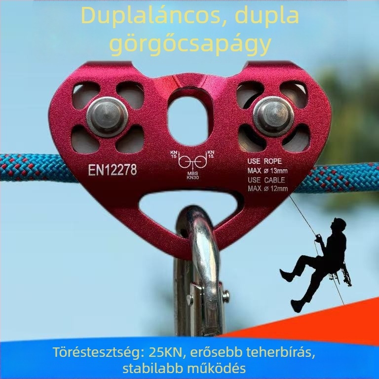 Zipline kocsi kettős csúszórendszerrel kültéri kalandokhoz — szív alakú görgő, kábel-görgő és lógó kerék