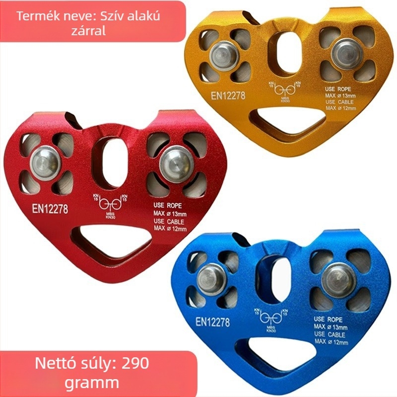 Zipline kocsi kettős csúszórendszerrel kültéri kalandokhoz — szív alakú görgő, kábel-görgő és lógó kerék