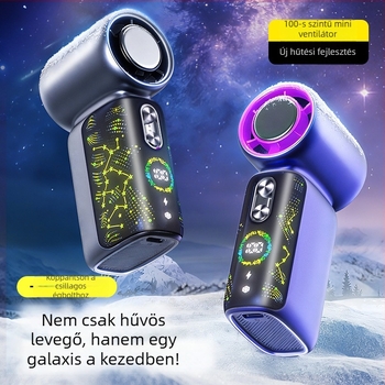 Kézi USB-s ventilátor jégkompressziós hűtéssel, beépített 2000–4000 mAh lítium-akkumulátor, 5 sebességfokozat, brushless motor
