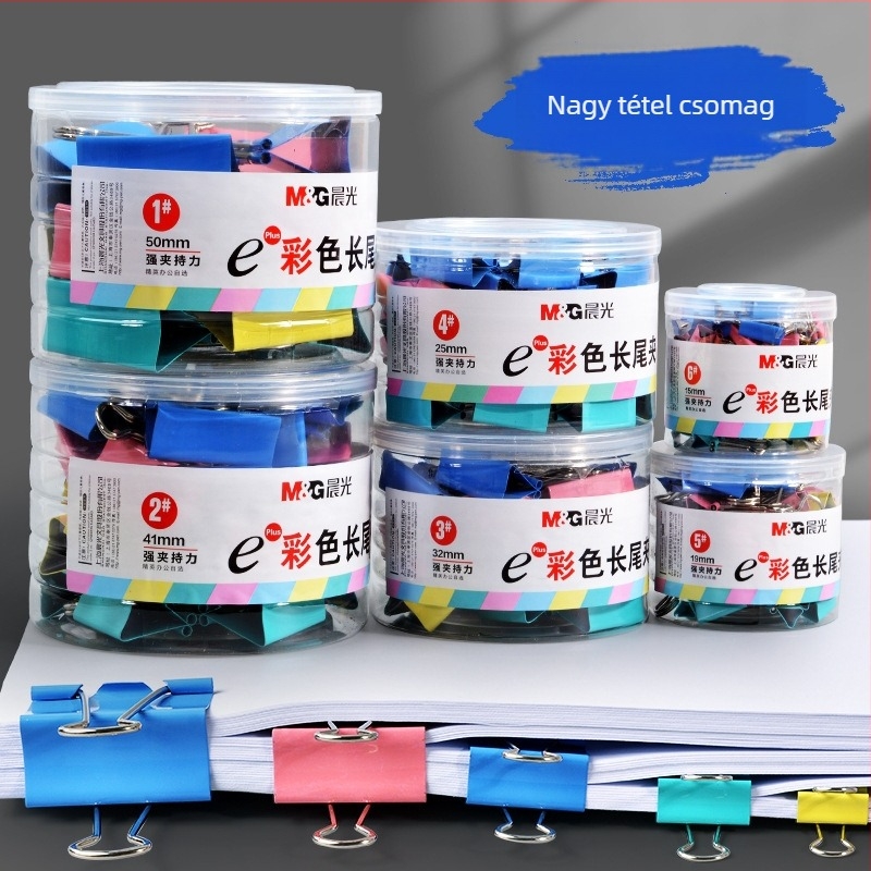 M&G Morning Light Rozsdamentes acél nagy dokumentumklippek - csőbe csomagolva, irodai klipek