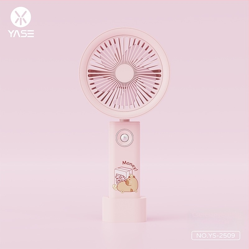 Kapibara mintás kézi ventilátor, beépített 1200-2000 mAh Li-Po akkumulátor, 3 sebesség, 5 lapát, USB töltés