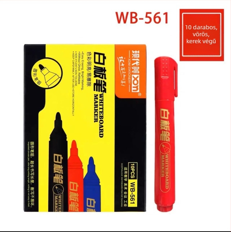 WB561 fehér táblára marker, rostos hegye, kényelmes fogás, sima írás, folyamatos tinta