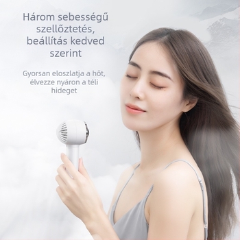 USB hordozható csendes kézi ventilátor beépített akkumulátorral, 5 lapátos ABS műanyag ház, 3 sebesség, 6–8 óra üzemidő, telefon tartó