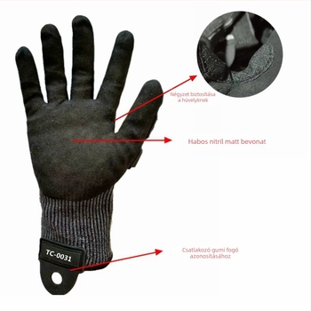Vágásbiztos mechanikus taktikai kesztyűk, magas szilárdságú polietilén rost és rozsdamentes acéldróttal, biztonsági és ipari felhasználásra, teljes ujjas kivitel patch-ekkel
