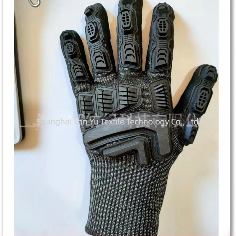 Vágásbiztos mechanikus taktikai kesztyűk, magas szilárdságú polietilén rost és rozsdamentes acéldróttal, biztonsági és ipari felhasználásra, teljes ujjas kivitel patch-ekkel