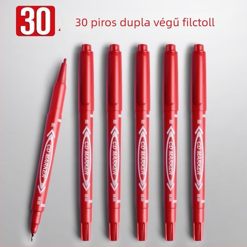 30 piros golyóstoll tanároknak vastag heggyel, kupakkal záródó aláíró tollak, javításokra és vizsgákra