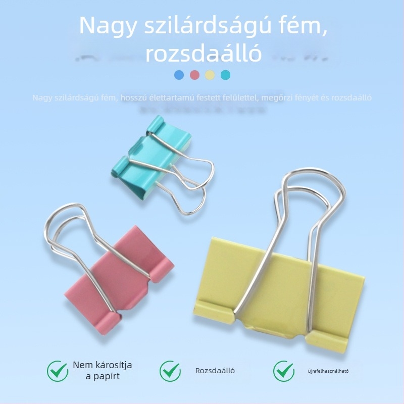 Színes fém irodai klipsz, hosszú farokkal