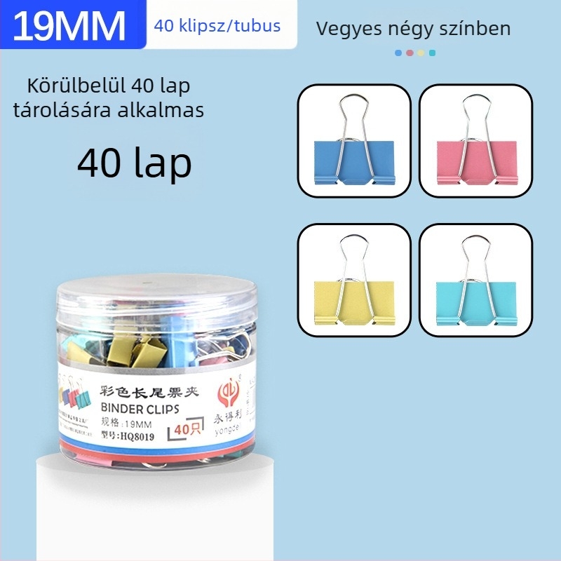 Színes fém irodai klipsz, hosszú farokkal