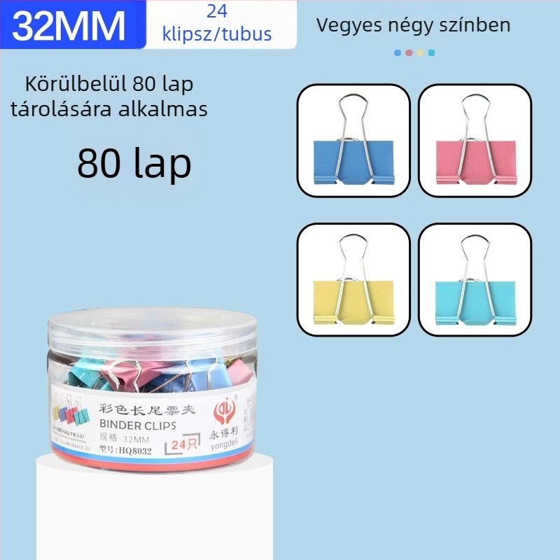 Színes fém irodai klipsz, hosszú farokkal