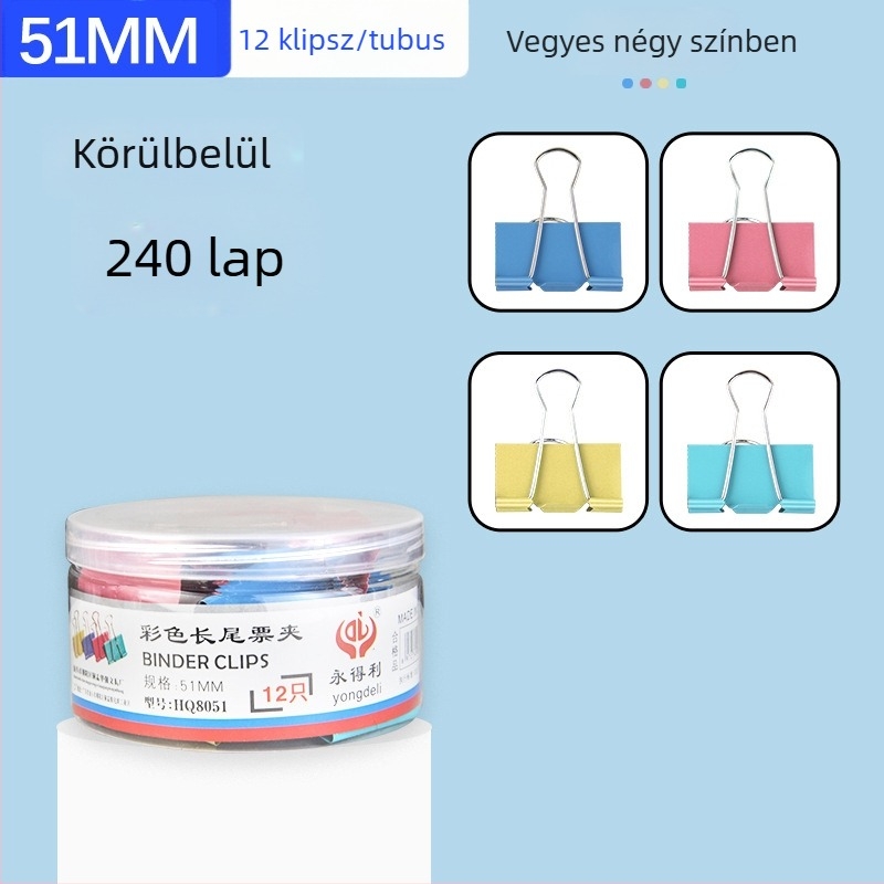 Színes fém irodai klipsz, hosszú farokkal