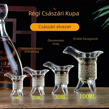 Ólommentes üvegboros pohár, antik retro stílus, háromlábú kialakítás, készlet 1 db, kapacitás 1–100 ml