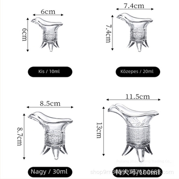 Ólommentes üvegboros pohár, antik retro stílus, háromlábú kialakítás, készlet 1 db, kapacitás 1–100 ml