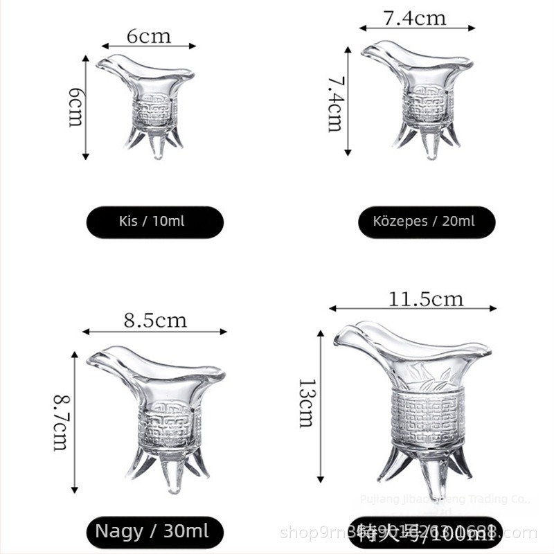 Ólommentes üvegboros pohár, antik retro stílus, háromlábú kialakítás, készlet 1 db, kapacitás 1–100 ml
