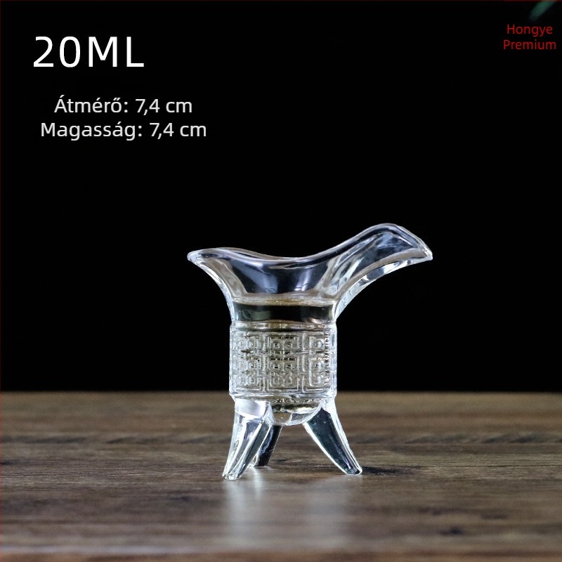 Ólommentes üvegboros pohár, antik retro stílus, háromlábú kialakítás, készlet 1 db, kapacitás 1–100 ml