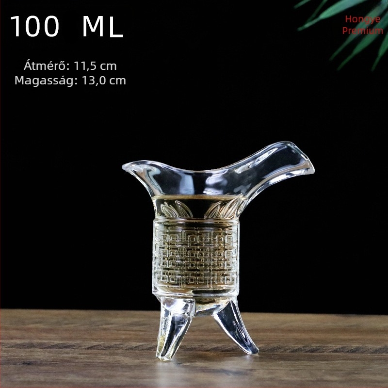 Ólommentes üvegboros pohár, antik retro stílus, háromlábú kialakítás, készlet 1 db, kapacitás 1–100 ml