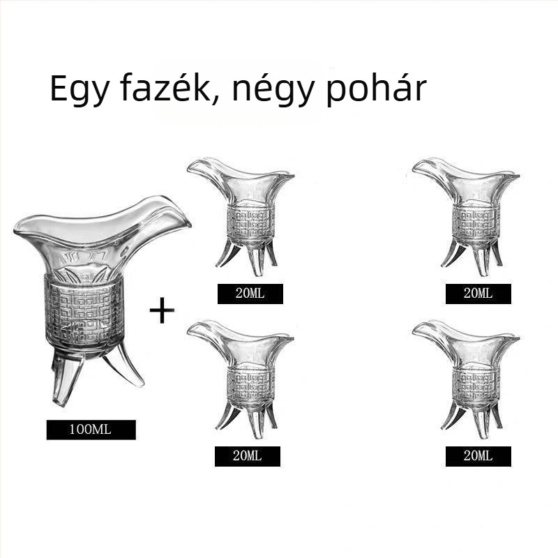 Ólommentes üvegboros pohár, antik retro stílus, háromlábú kialakítás, készlet 1 db, kapacitás 1–100 ml