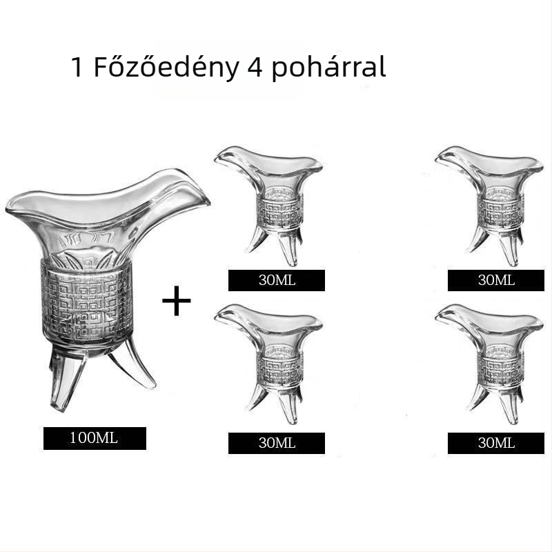 Ólommentes üvegboros pohár, antik retro stílus, háromlábú kialakítás, készlet 1 db, kapacitás 1–100 ml