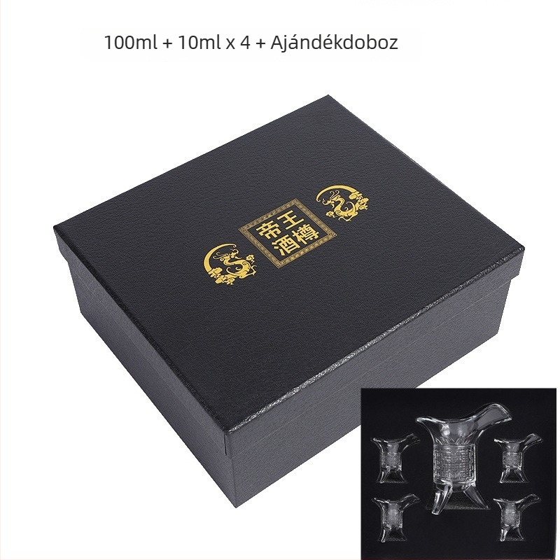 Ólommentes üvegboros pohár, antik retro stílus, háromlábú kialakítás, készlet 1 db, kapacitás 1–100 ml