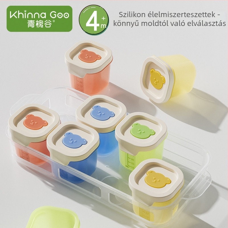 Szilikon bébiétel jégkocka-tálca – püré tárolás, gyorsfagyasztás, könnyű kiemelés, modern dizájn