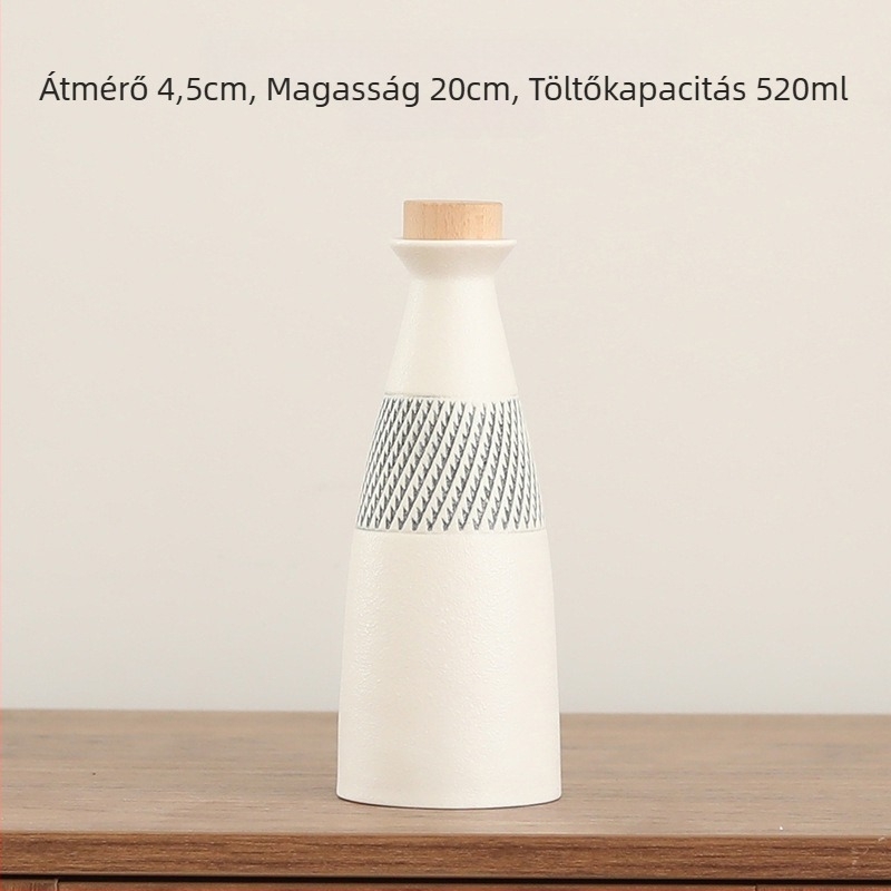 Kerámiából készült rusztikus vintage kis boros kanna – önzáró fedéllel, otthoni használatra