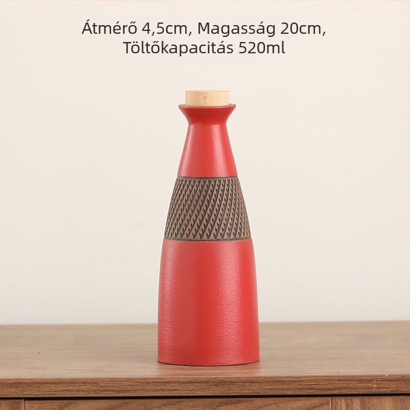 Kerámiából készült rusztikus vintage kis boros kanna – önzáró fedéllel, otthoni használatra