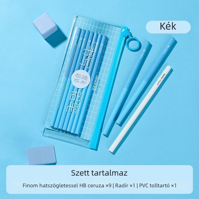 Hatszögletű HB ceruza és radír készlet általános iskolásoknak, első- és másodikosoknak