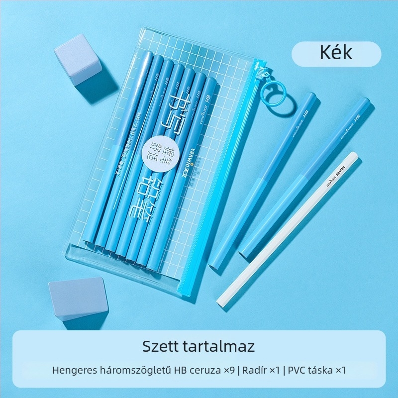 Hatszögletű HB ceruza és radír készlet általános iskolásoknak, első- és másodikosoknak