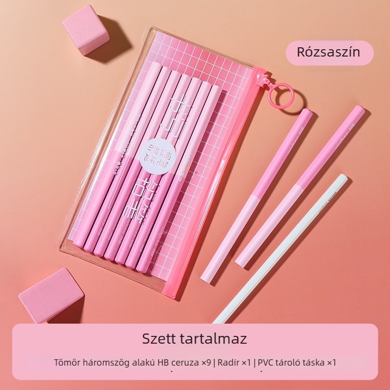 Hatszögletű HB ceruza és radír készlet általános iskolásoknak, első- és másodikosoknak