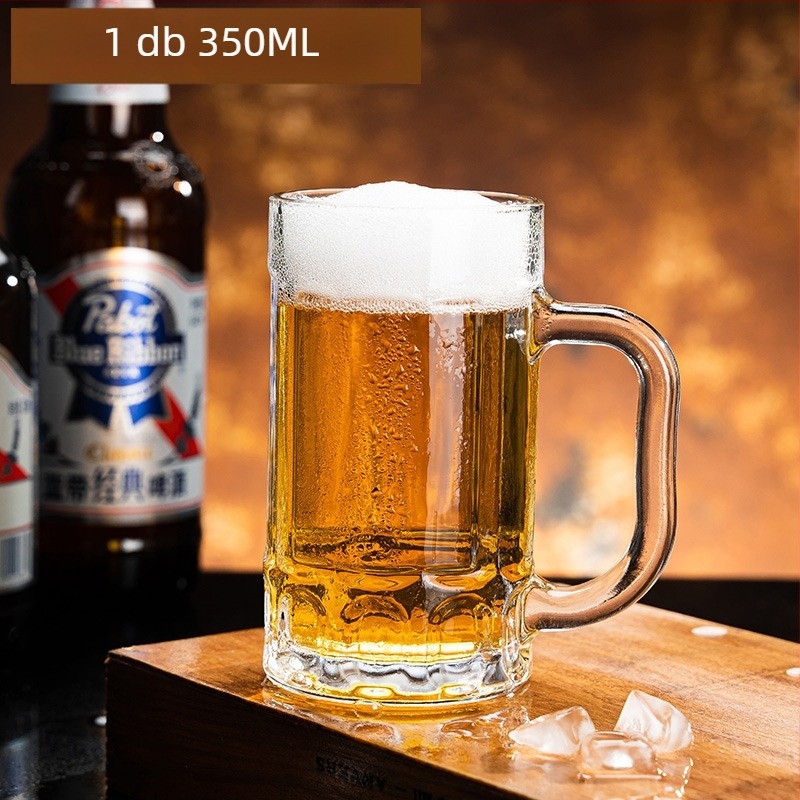 Nordic stílusú üvegpohár sörhöz, fogantyúval, 401-500 ml, nyomtatott logó, testreszabható, prémium