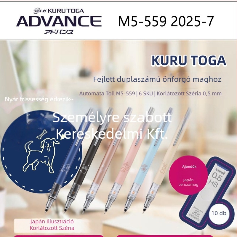 UNI Mitsubishi mechanikus ceruza M5-559, 0,5 mm, műanyag test, rajzfilm stílusú, hegyezés nélkül
